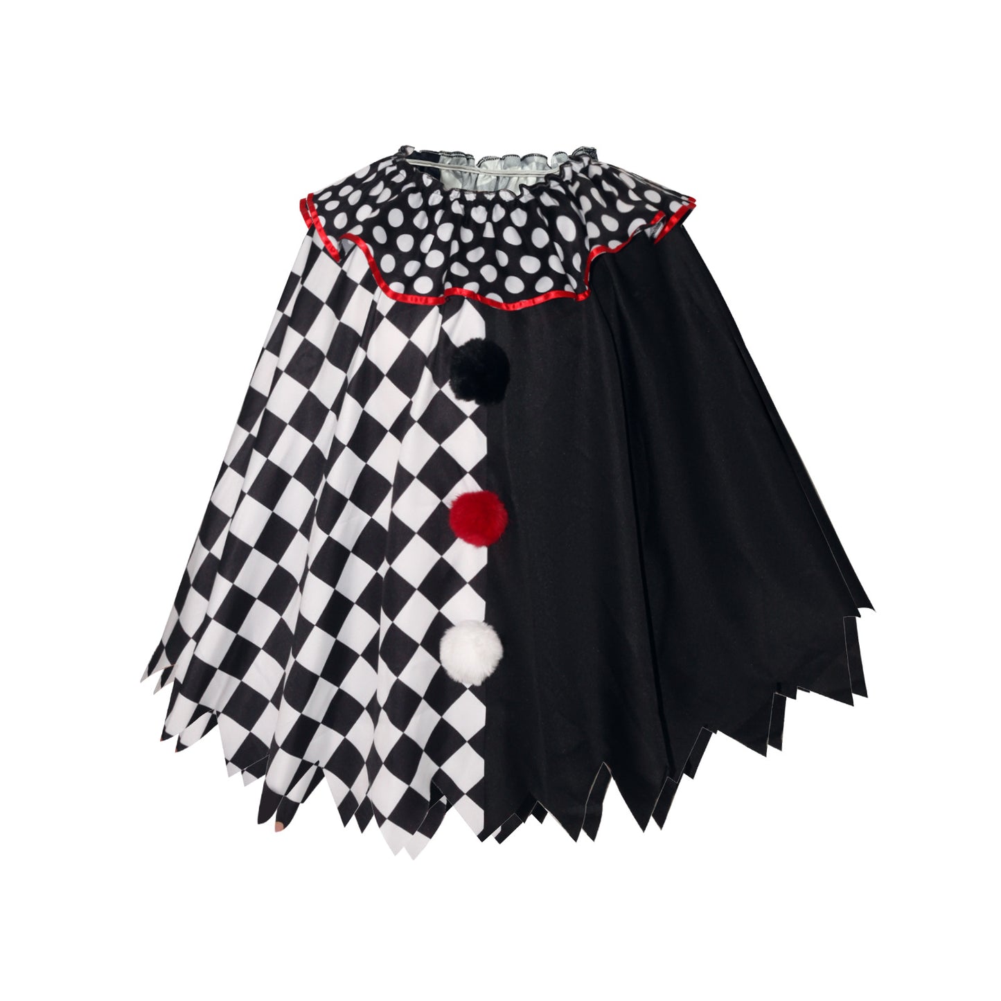 Horror Clown Cosplay Costume Halloween Women's Black and White Cape Masquerade Adult Cosplay Role Play Costume