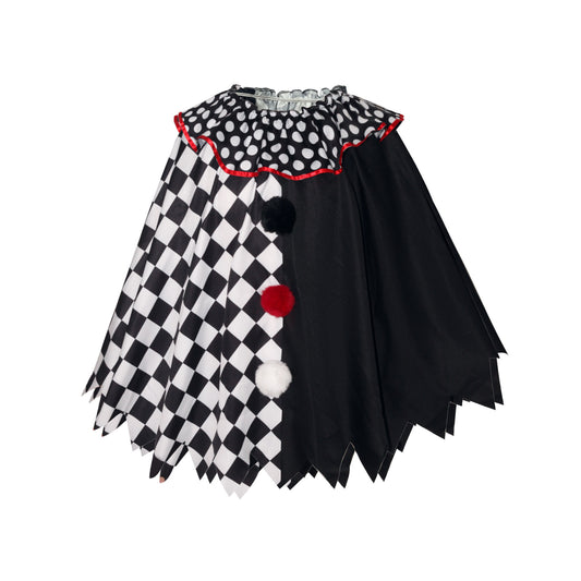 Horror Clown Cosplay Costume Halloween Women's Black and White Cape Masquerade Adult Cosplay Role Play Costume