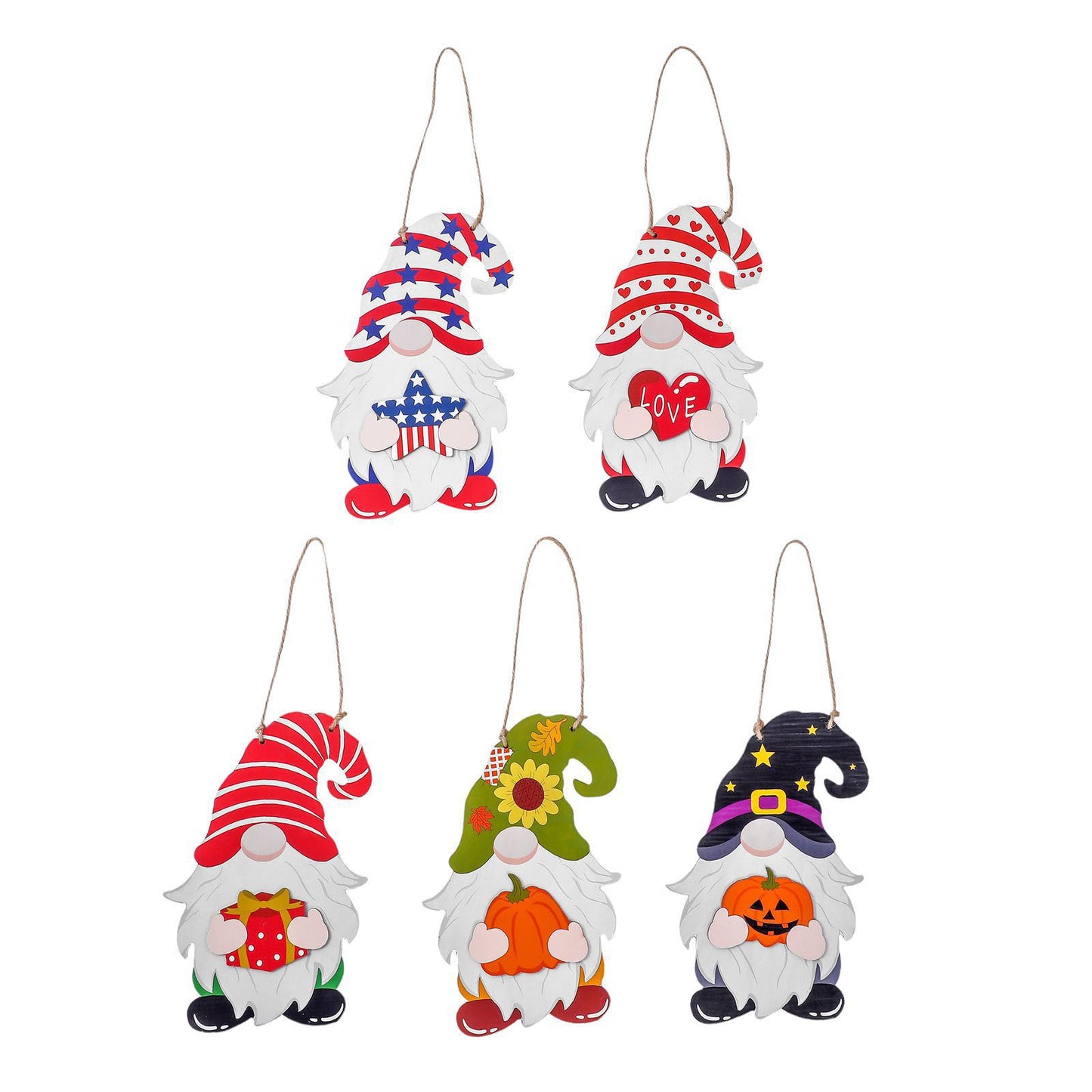 Festive Wooden Hanging Ornament for Independence Day, Halloween, Harvest Festival - Creative Faceless Doll Christmas Decoration