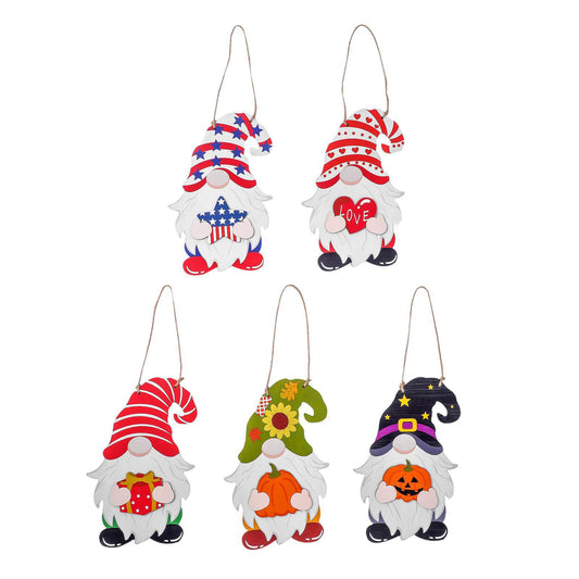 Festive Wooden Hanging Ornament for Independence Day, Halloween, Harvest Festival - Creative Faceless Doll Christmas Decoration