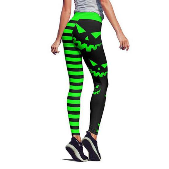 Halloween Pumpkin Print Leggings — Bottoms