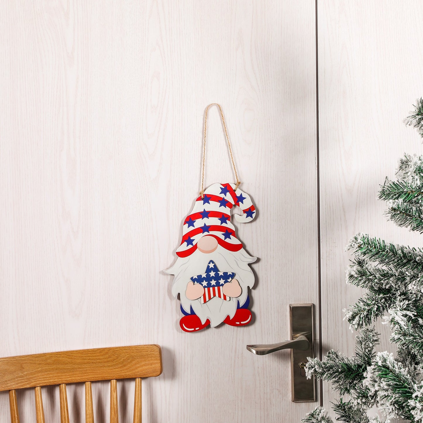 Festive Wooden Hanging Ornament for Independence Day, Halloween, Harvest Festival - Creative Faceless Doll Christmas Decoration