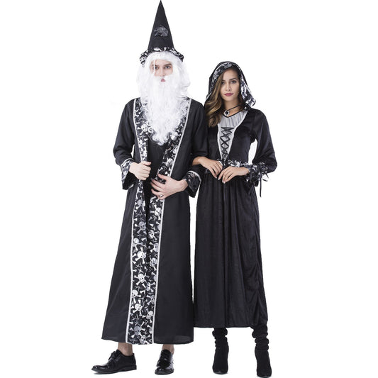 Unisex Couple Costume Skull Reaper Vampire Outfit Witch Costume Halloween Clothing