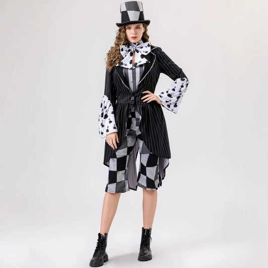 Alice in Wonderland Mad Hatter Costume – Women's Halloween Plaid Dress Set