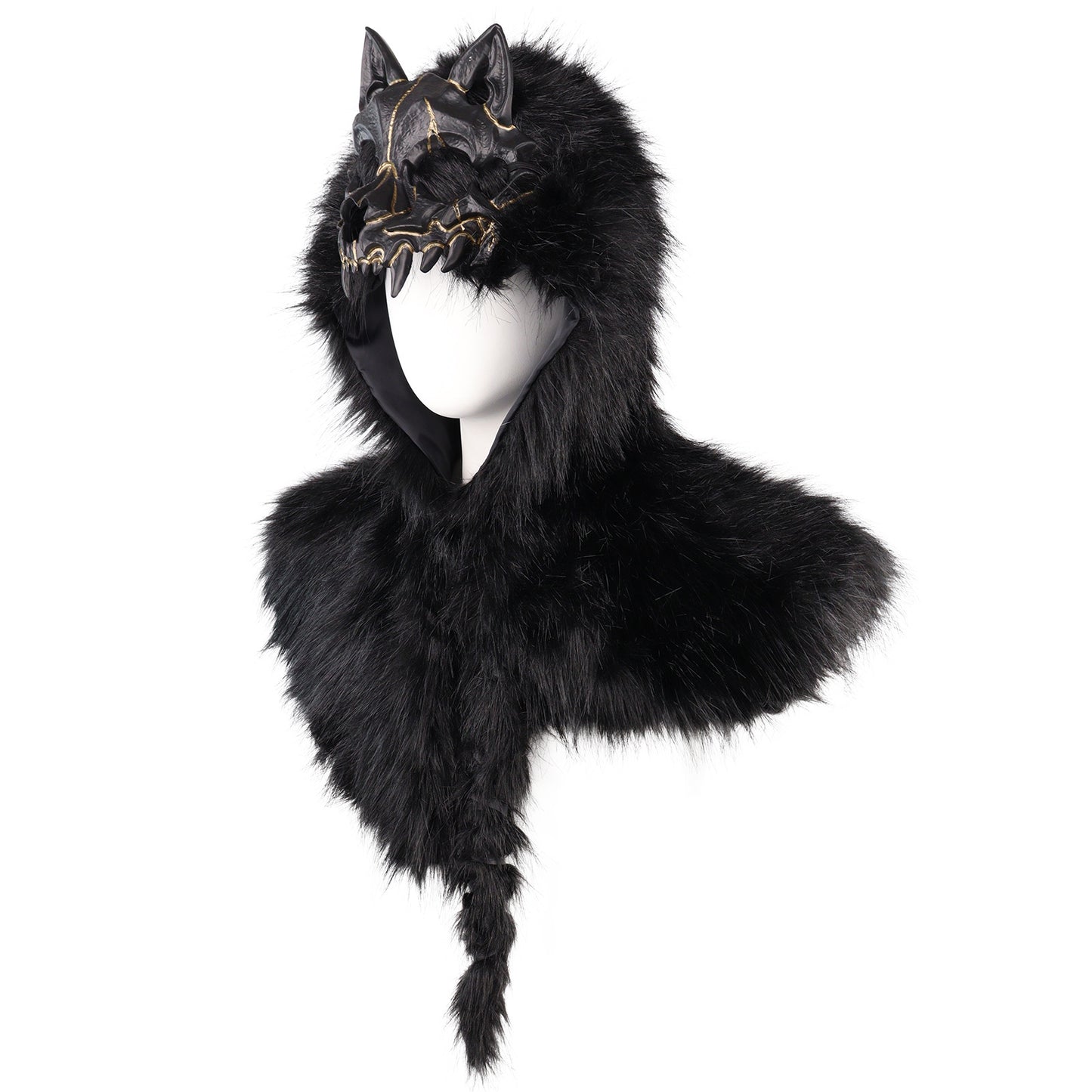 Halloween Party Performance Costume Cos Medieval Viking Fake Wolf Skin Skull Cape Prop