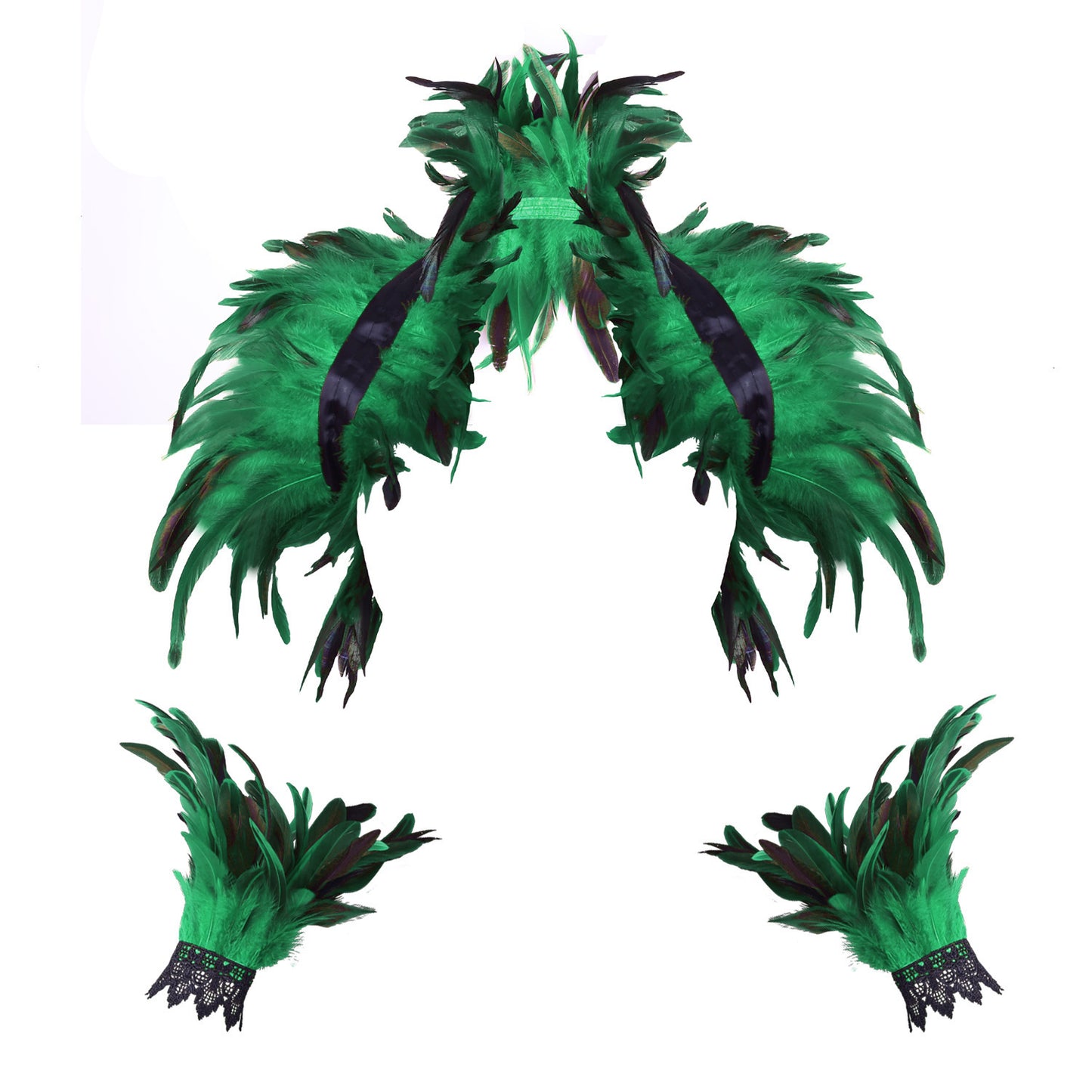 Halloween Feather Shawl Bracelet Set Feather Shawl Punk Feather Party Costume Festival Outfit