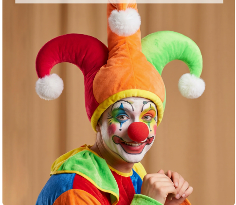 Halloween Carnival Clown Hat with Red Nose Set, Costume Party Performance Clown Triangle Hat Headwear