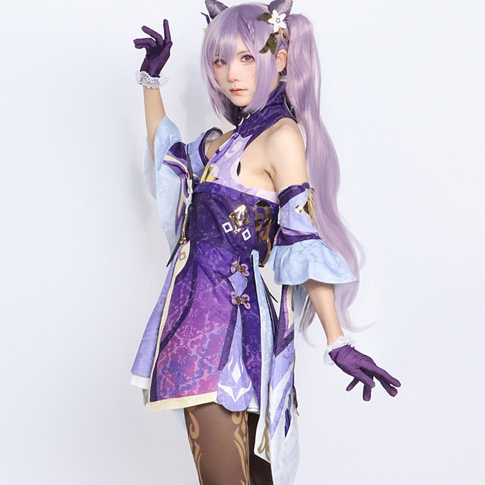 Keqing Cosplay Costume – Genshin Impact | Women's Purple Qipao Set + Wig Option