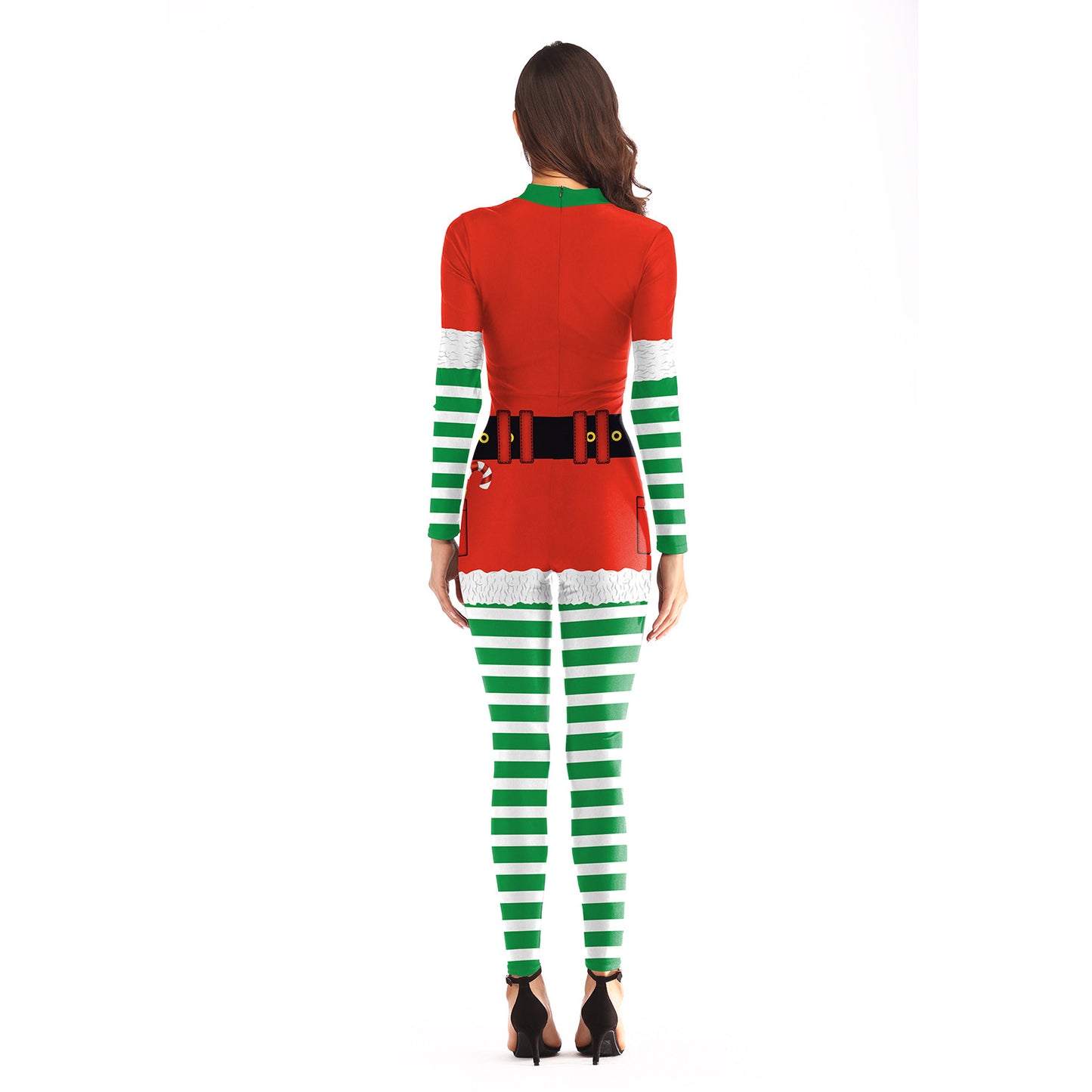 Women's Christmas 3D Print Bodysuit Jumpsuit – Santa & Elf Trompe-l’Œil Print | 5 Styles | S–XL