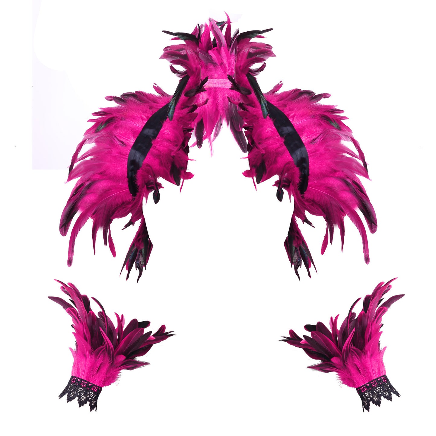 Halloween Feather Shawl Bracelet Set Feather Shawl Punk Feather Party Costume Festival Outfit