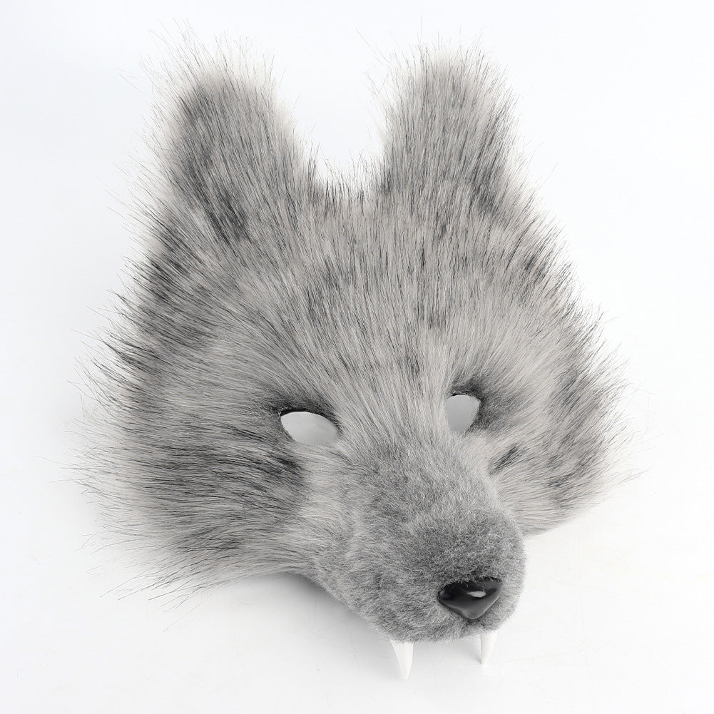 Halloween Realistic Wolf Tooth Mask 3D Set Cosplay Lone Wolf Plush Animal Tail Party Costume Accessory