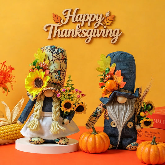 Gratitude Festival Plush Toy with Sunflower, Hat, and Maple Leaf Decoration for Harvest Festival
