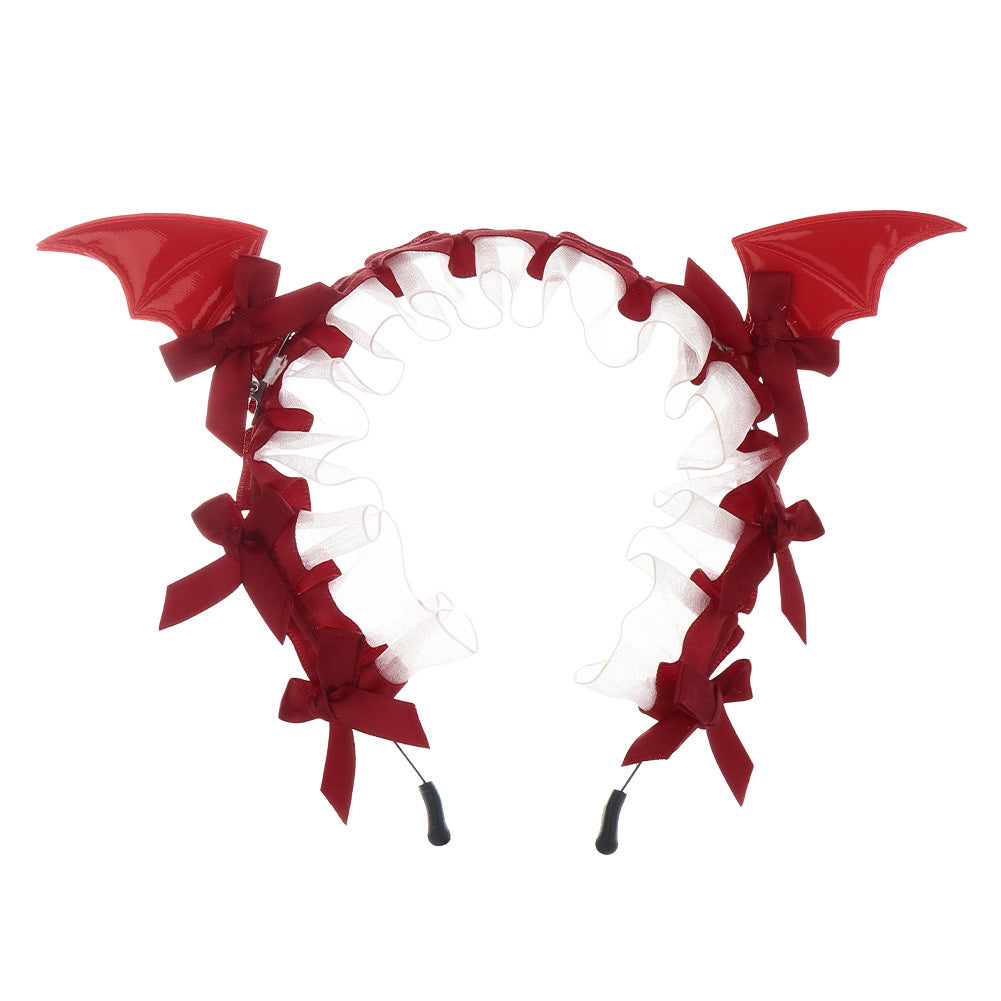 Halloween Bat Lace Headband Dark Gothic Lolita  Hair Accessory Cosplay Live Streaming Headwear Prop