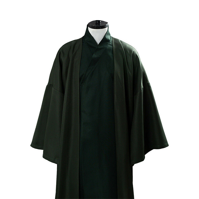 Lord Voldemort Cosplay Robe – Harry Potter | Dark Green Floor-Length Robe with Train | Unisex S–3XL