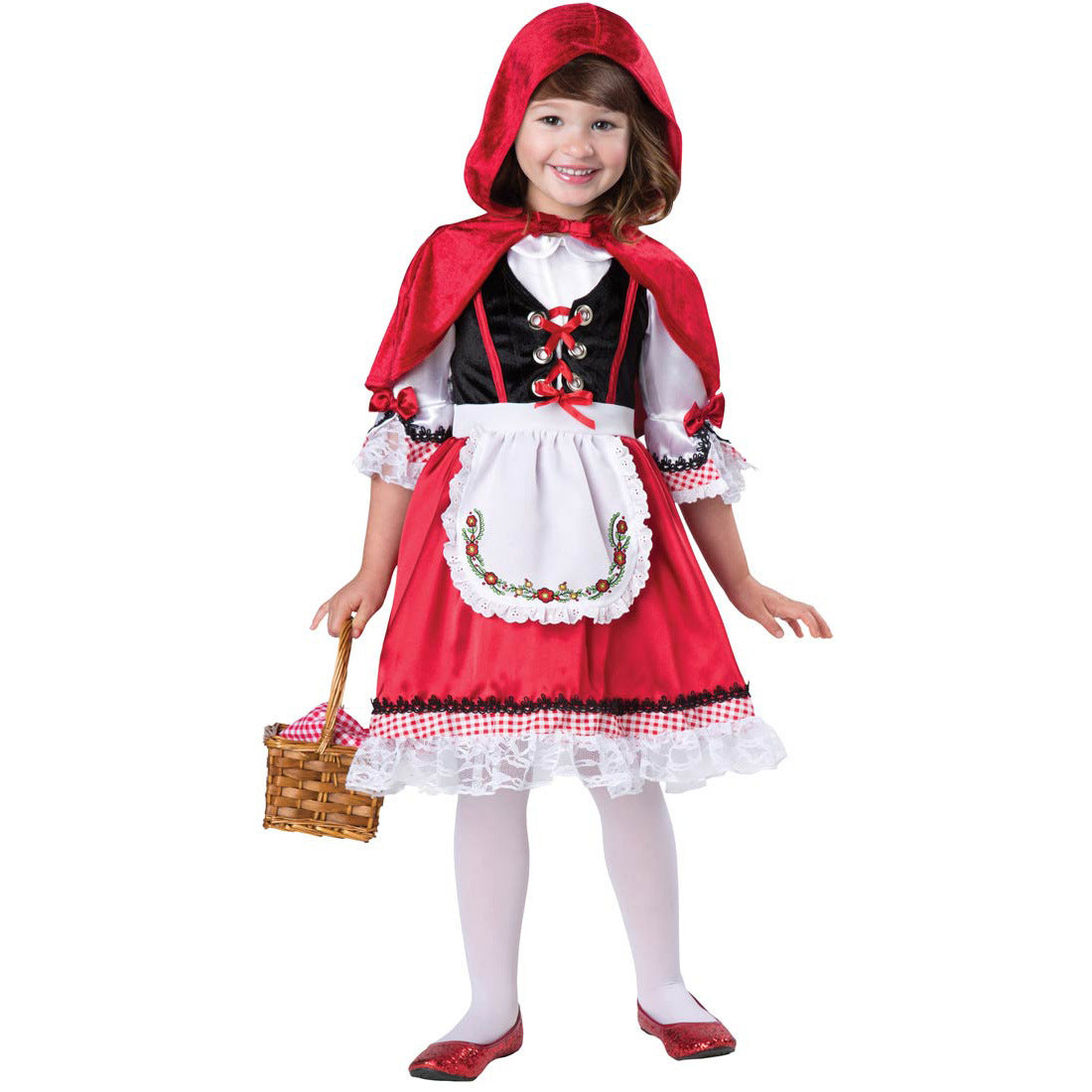 Halloween Costume for Girls Kids Role Play Cute Anime Little Red Riding Hood Stage Costume Performance Dress