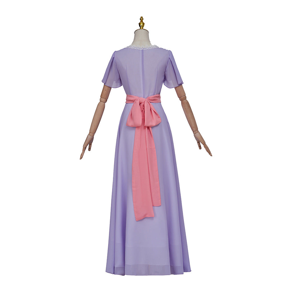 Rose DeWitt Bukater Cosplay Gown – Titanic | Lavender & White Edwardian Floor-Length Dress with Pink Sash | XS–3XL