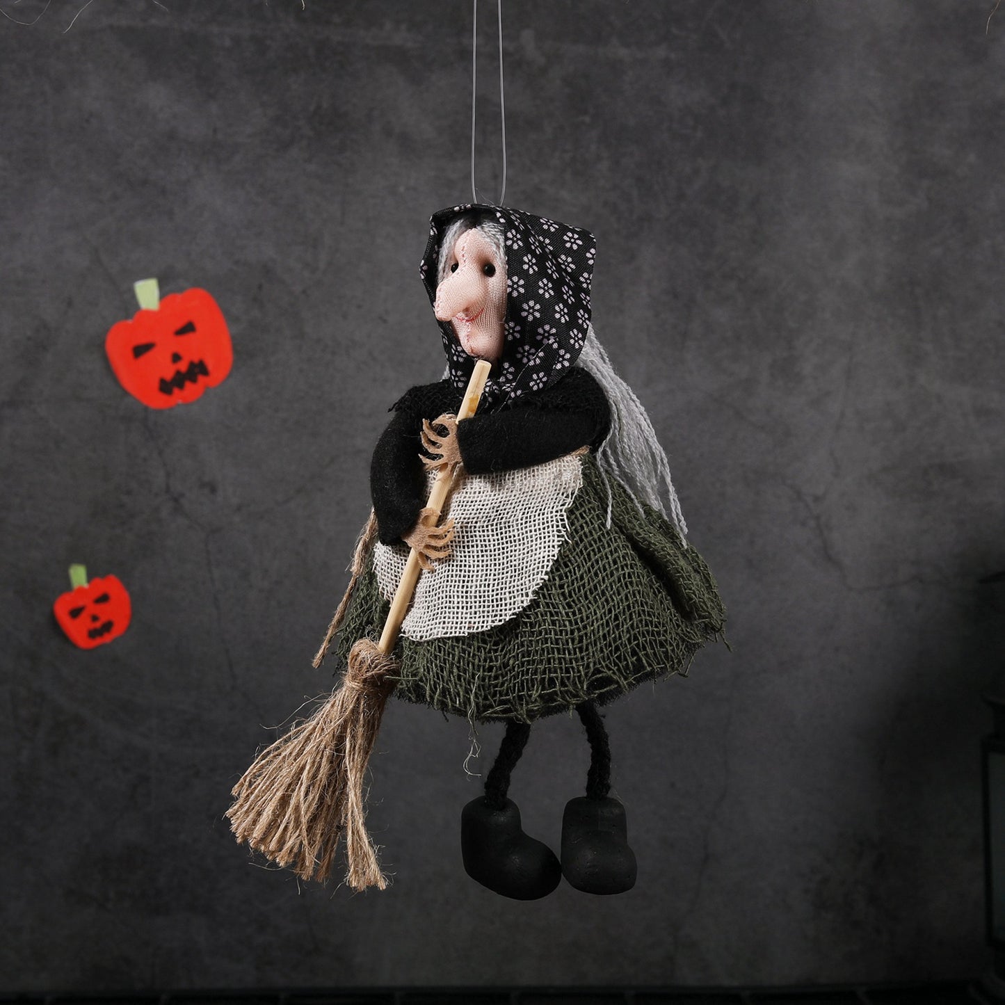 Halloween Hanging Decoration Witch Apron with Broomstick Pendant Toy for Bar, Cute Hanging Ornament for Pranks