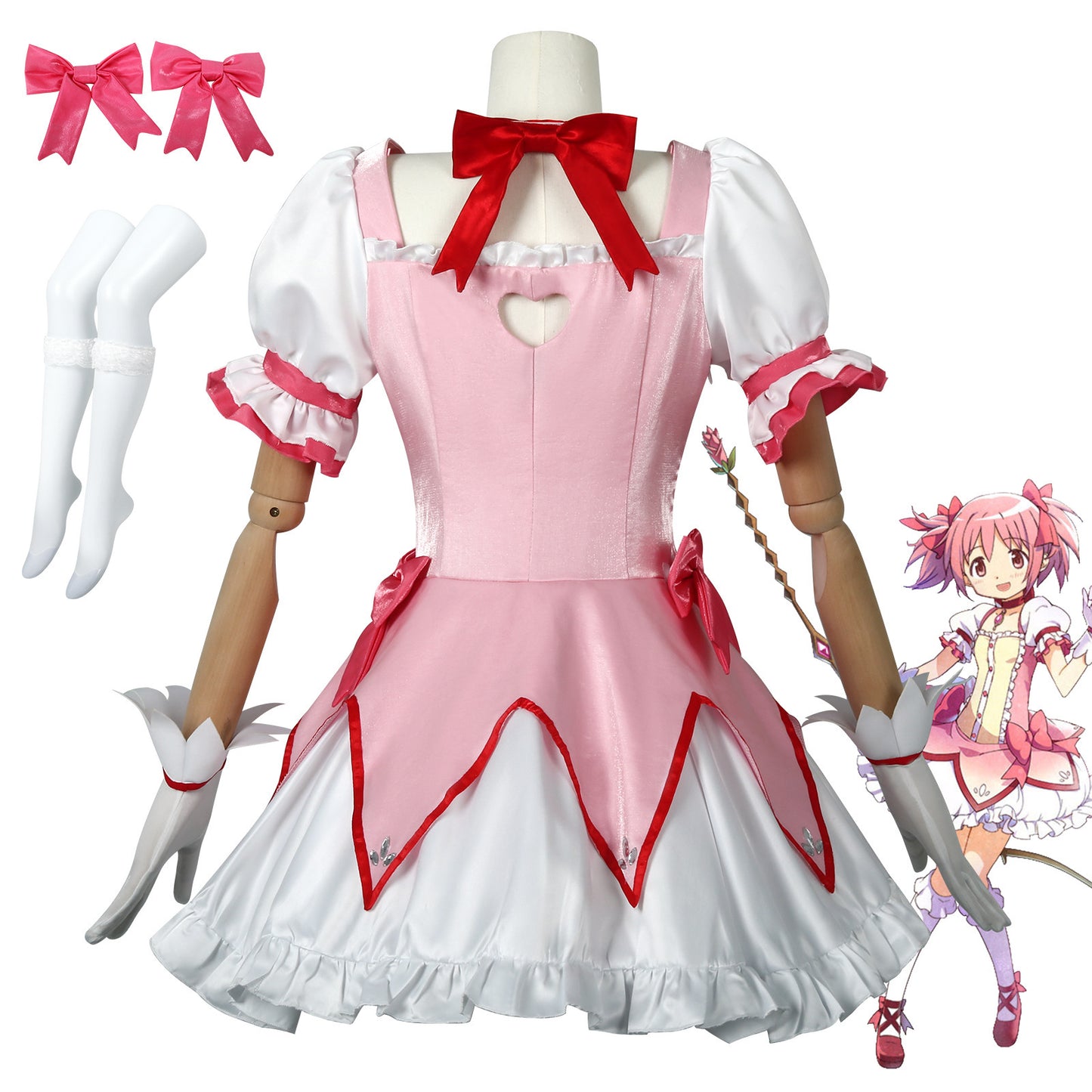 Madoka Kaname Cosplay Costume – Puella Magi Madoka Magica | Magical Girl Dress Set with Wig | XS–3XL