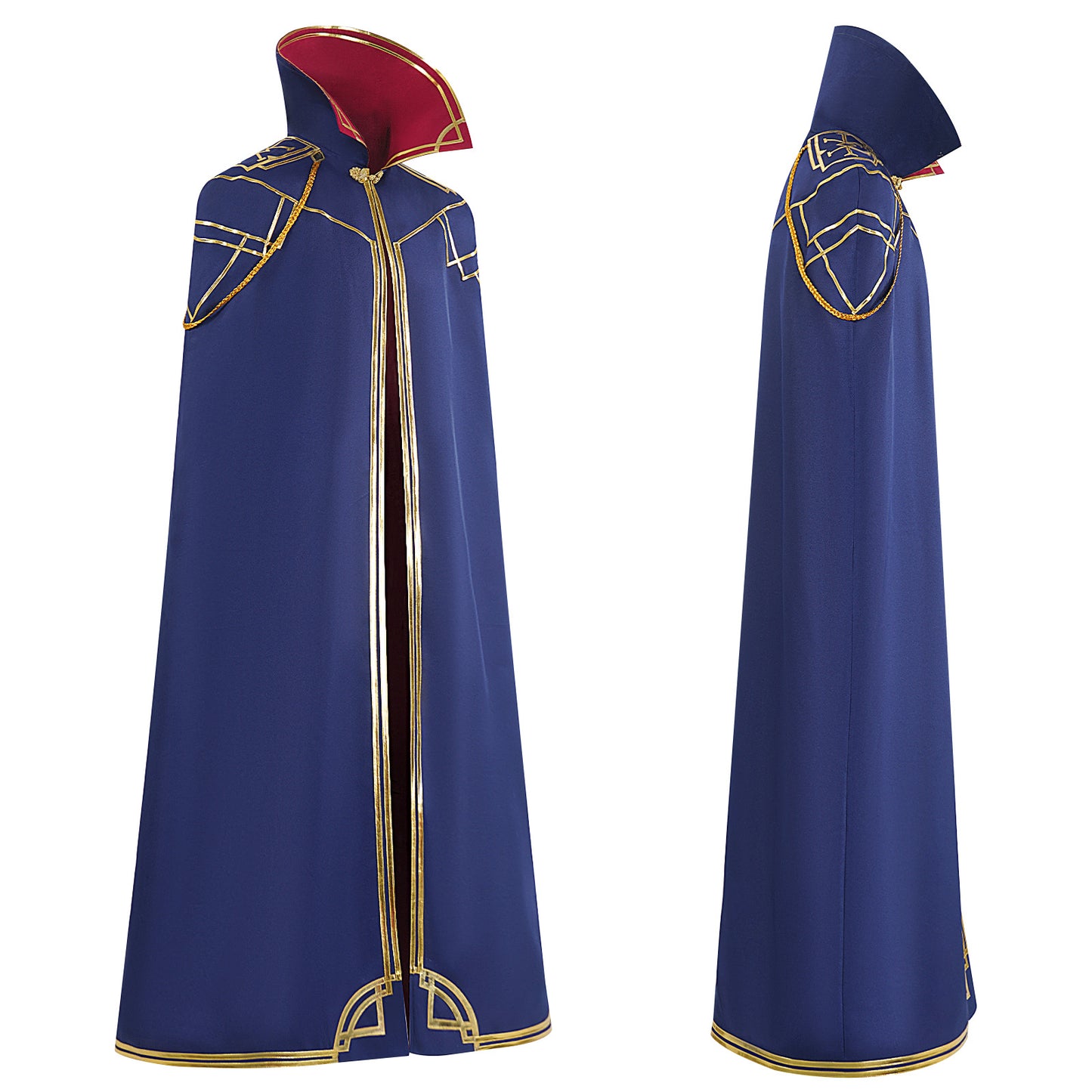 Caitlyn Sheriff Cloak Cosplay Costume – Arcane: League of Legends | Royal Blue Floor-Length Cloak with Gold Trim & Red Lining | S–M to 2XL–3XL