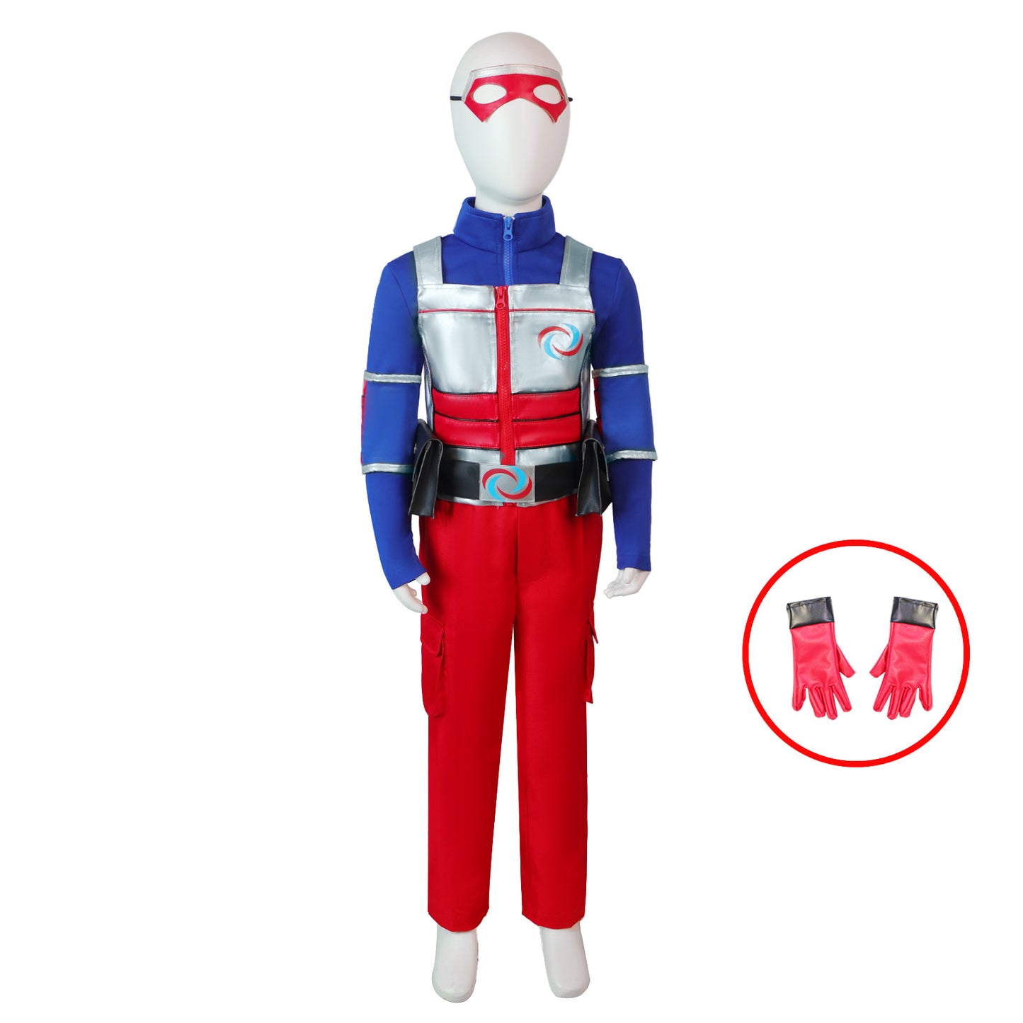 Kid Danger Cosplay Costume – Henry Danger (Nickelodeon) | Blue Jacket, Silver Vest, Red Pants, Mask & Gloves | Adults & Kids