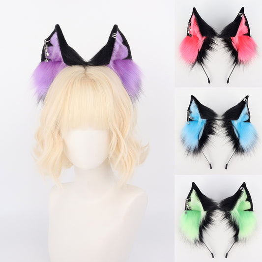 New Halloween Handmade Animal Ears Headband Cosplay Plush Realistic Fox Ears Anime Convention Live Stream Cat Headwear