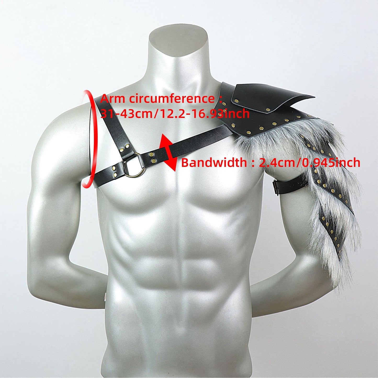 Medieval Viking Men's Feathered Single-Shoulder Armor Strap Cosplay Halloween Costume Prop