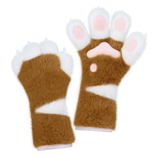 Original New Gloves Furry Handmade Beast Claw Long Style Furry Plush Gloves Halloween Cosplay Claw Prop