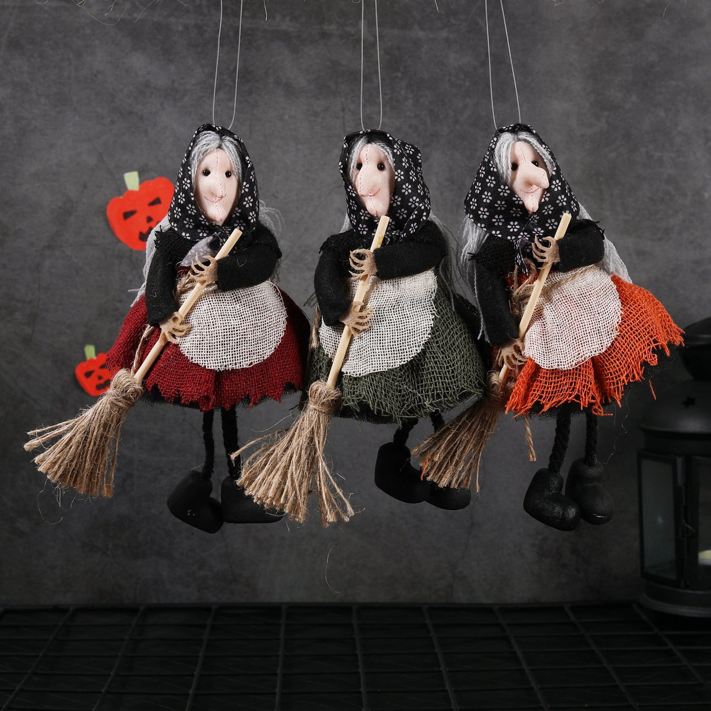 Halloween Hanging Decoration Witch Apron with Broomstick Pendant Toy for Bar, Cute Hanging Ornament for Pranks