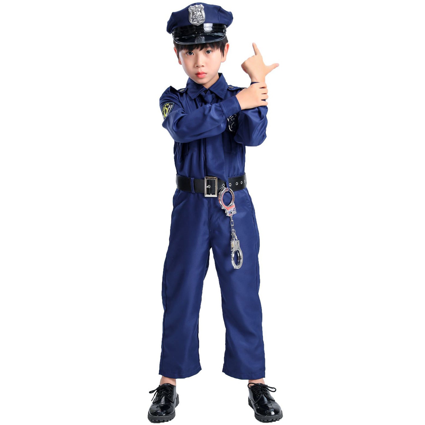 Kids' Police Officer Costume – Boys & Girls | Hat, Uniform, Belt, Handcuffs & Badge Set