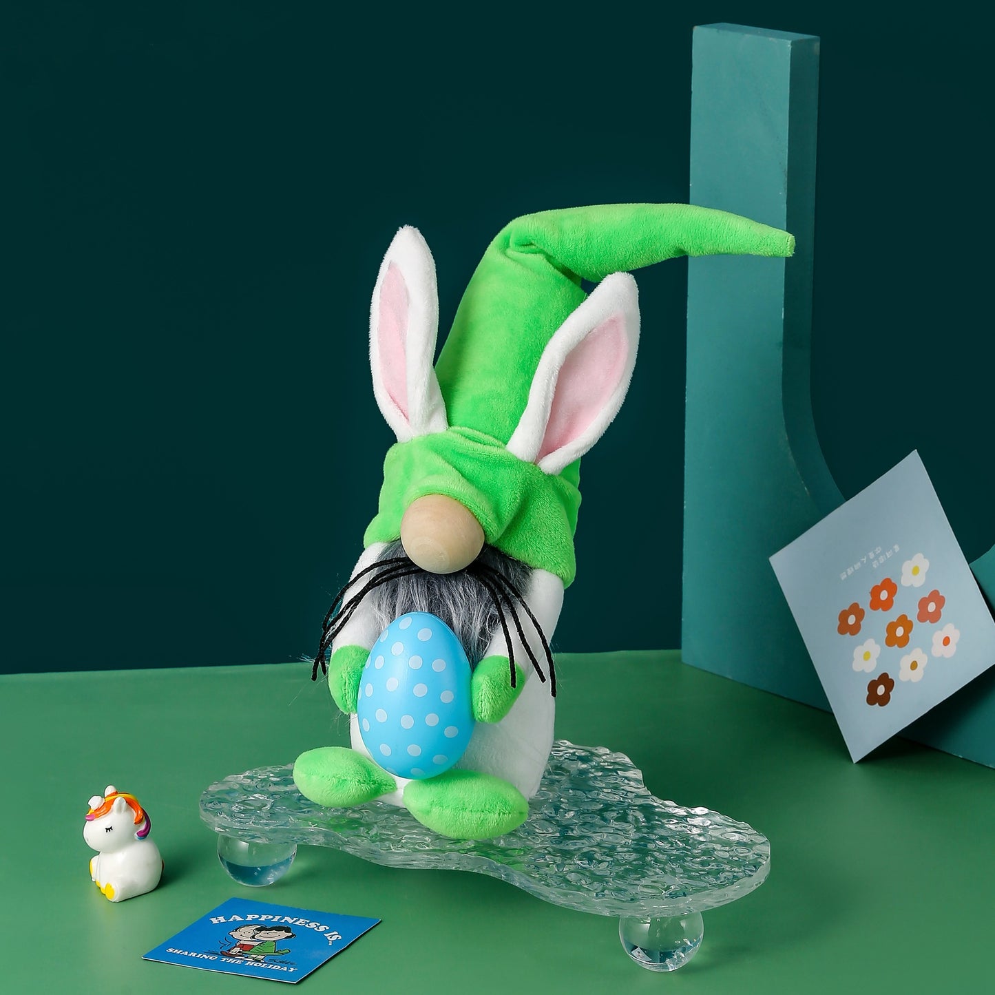 Easter Bunny Holding Easter Egg Faceless Doll Figure Gnome Dwarf Decoration Festival Decor