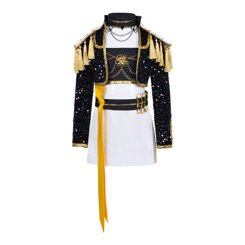 Lumi, Zoe & Mira Cosplay Costume – Wuthering Waves | Black Sequin Military Stage Outfit | Adults & Kids