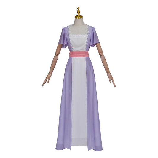 Rose DeWitt Bukater Cosplay Gown – Titanic | Lavender & White Edwardian Floor-Length Dress with Pink Sash | XS–3XL