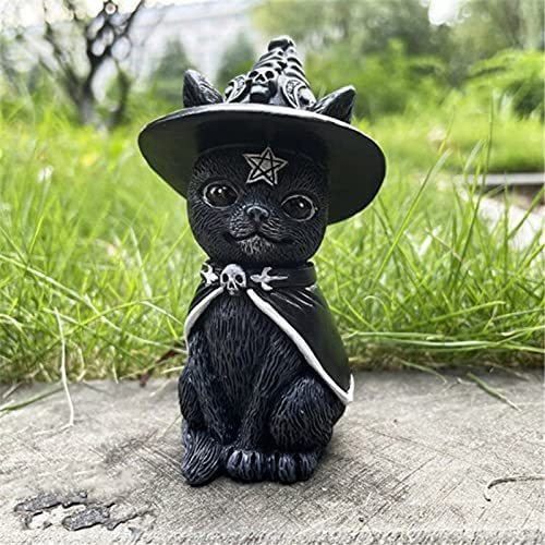 Halloween Witch Black Cat Resin Decoration Figurine Magical Mysterious Atmosphere Design Decorative Ornament