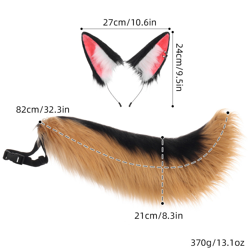 Halloween Handmade Wolf Cosplay Costume with Realistic Fur, Animal Ears and Tail Set for Anime Convention Accessories