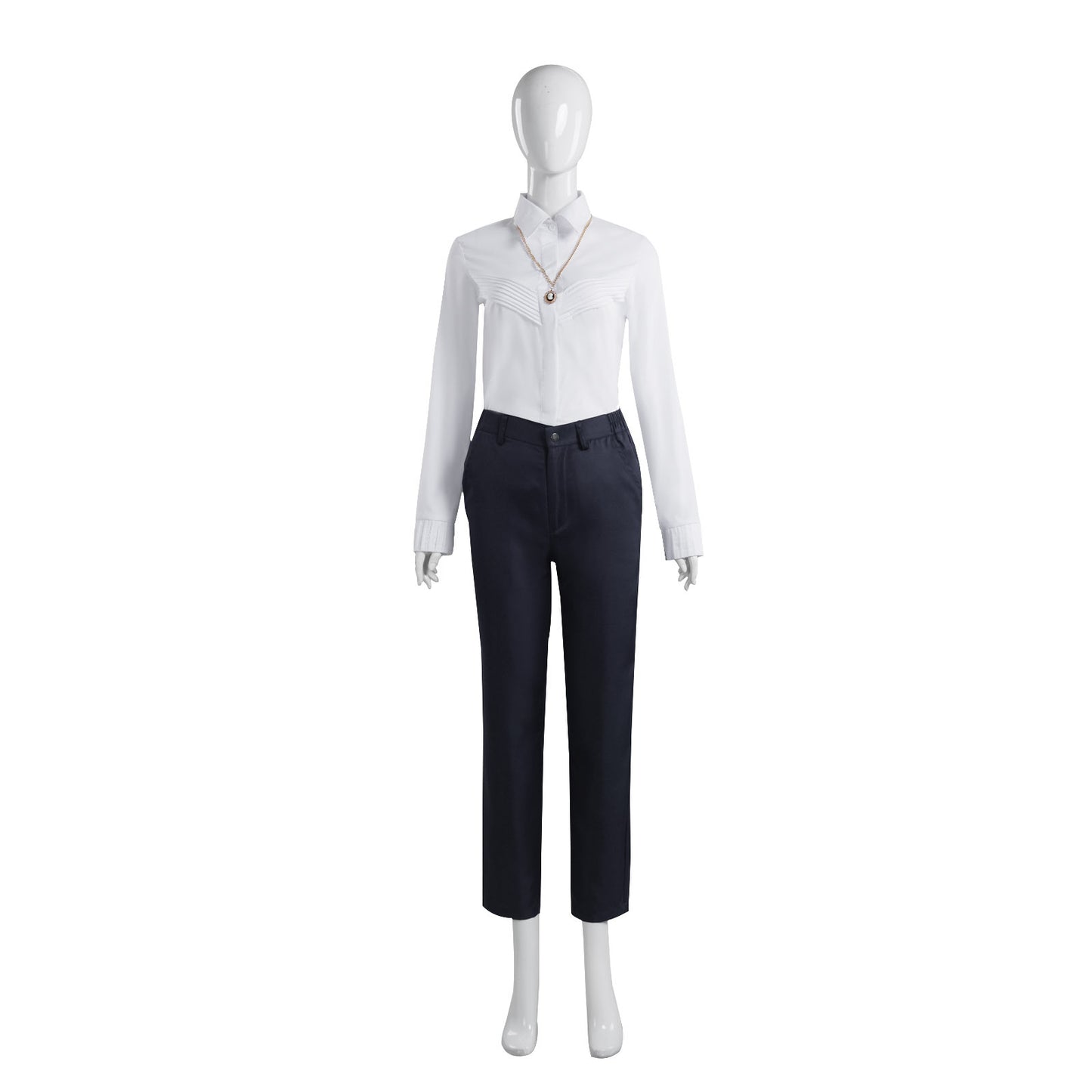 Agatha Harkness Cosplay Costume – Agatha All Along (2024) | Navy Duster Coat, Shirt, Trousers & Necklace Set | S–3XL