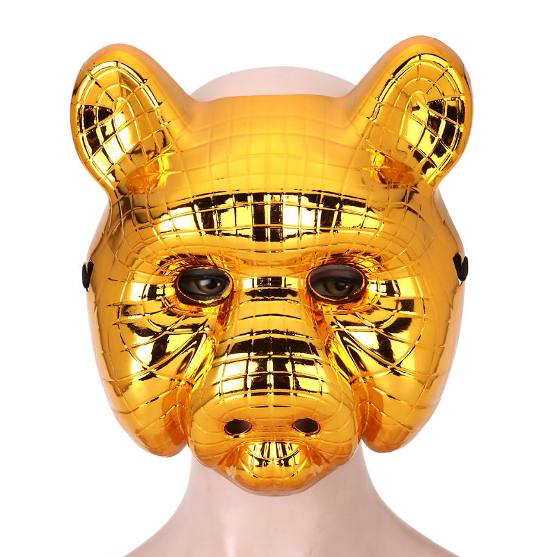 Halloween Lion Leopard Owl Pig Head Electroplated Mask  Popular Movie Theme Costume Party Prop
