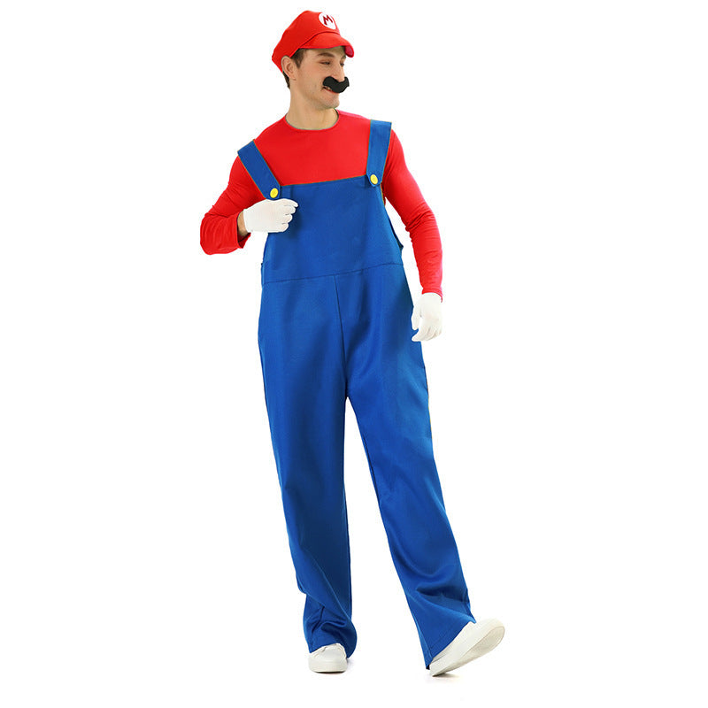 Halloween Costume Party Outfit Mario Cosplay Costume for Men and Women Adult Clothing Mario Performance Costume Wholesale
