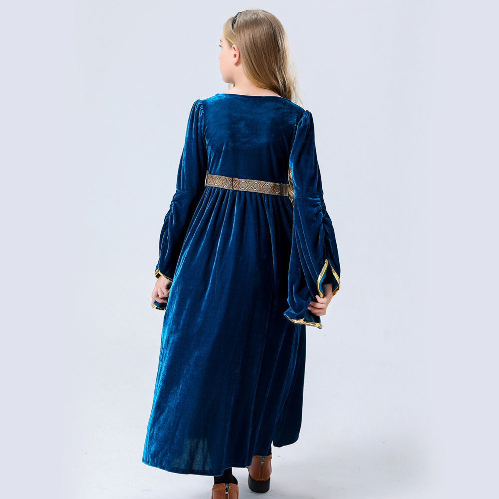 Stage performance costume, medieval Renaissance long dress costume, Halloween performance costume