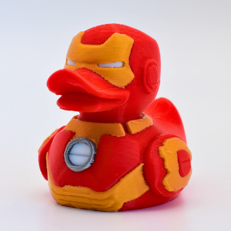 3D Printed Duck Collection Featuring Iron Man and Venom Designs - Creative Personality Toy for Desk Decoration