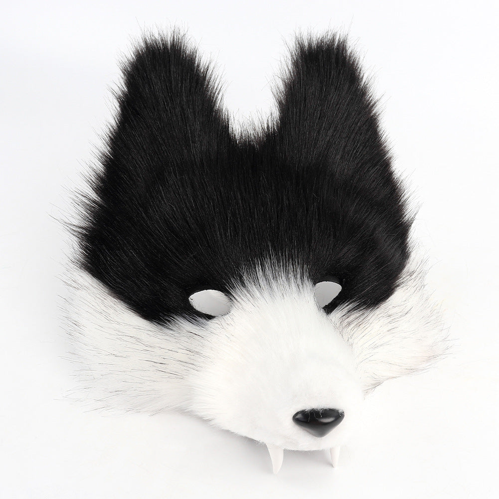 Halloween Realistic Wolf Tooth Mask 3D Set Cosplay Lone Wolf Plush Animal Tail Party Costume Accessory