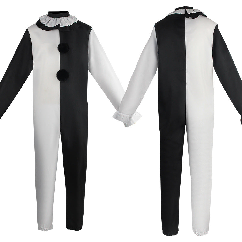 Pierrot Clown Halloween Costume – Black & White Jumpsuit | Men's, Women's & Kids'