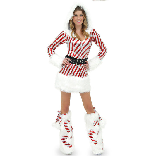 Striped Christmas costume, Christmas costume, COS costume, performance costume, foot set, Christmas costume