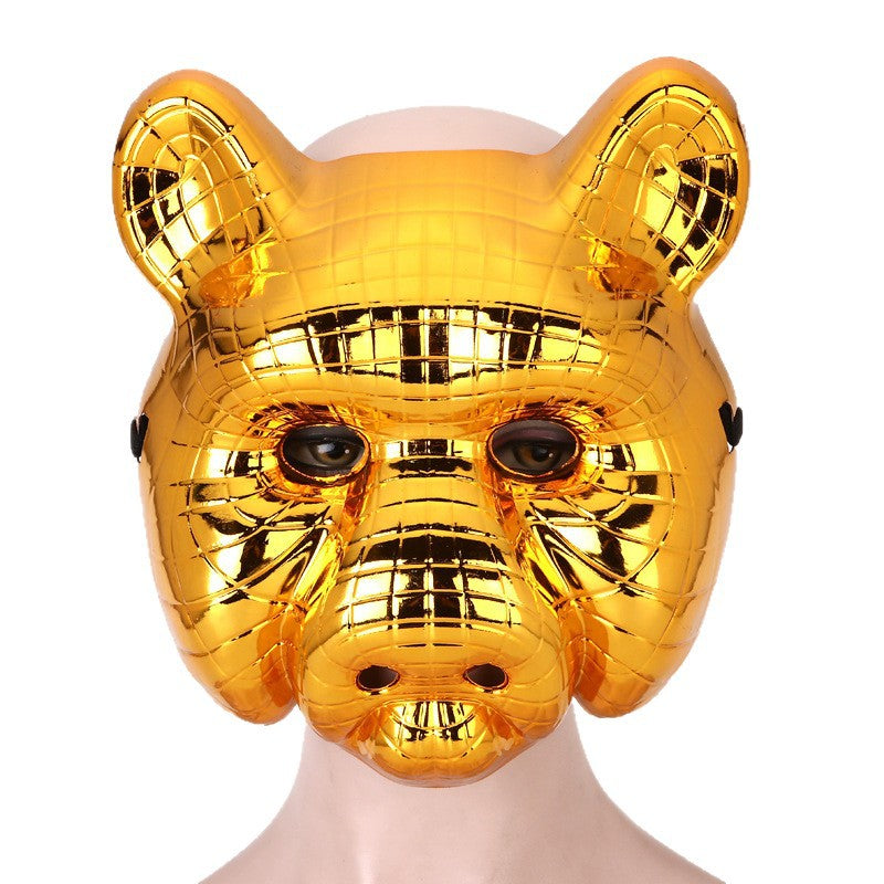 Halloween Lion Leopard Owl Pig Head Electroplated Mask  Popular Movie Theme Costume Party Prop