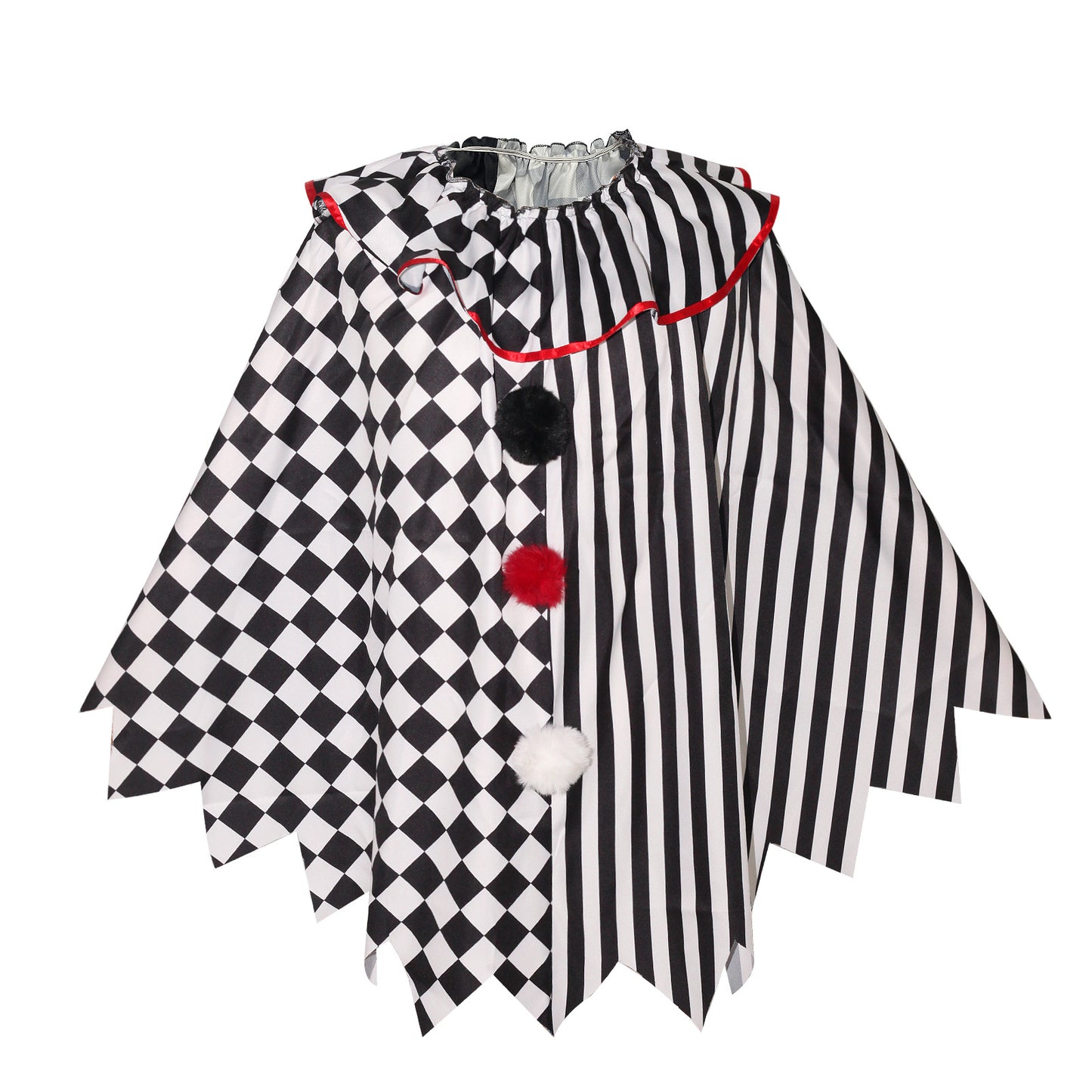 Horror Clown Cosplay Costume Halloween Women's Black and White Cape Masquerade Adult Cosplay Role Play Costume