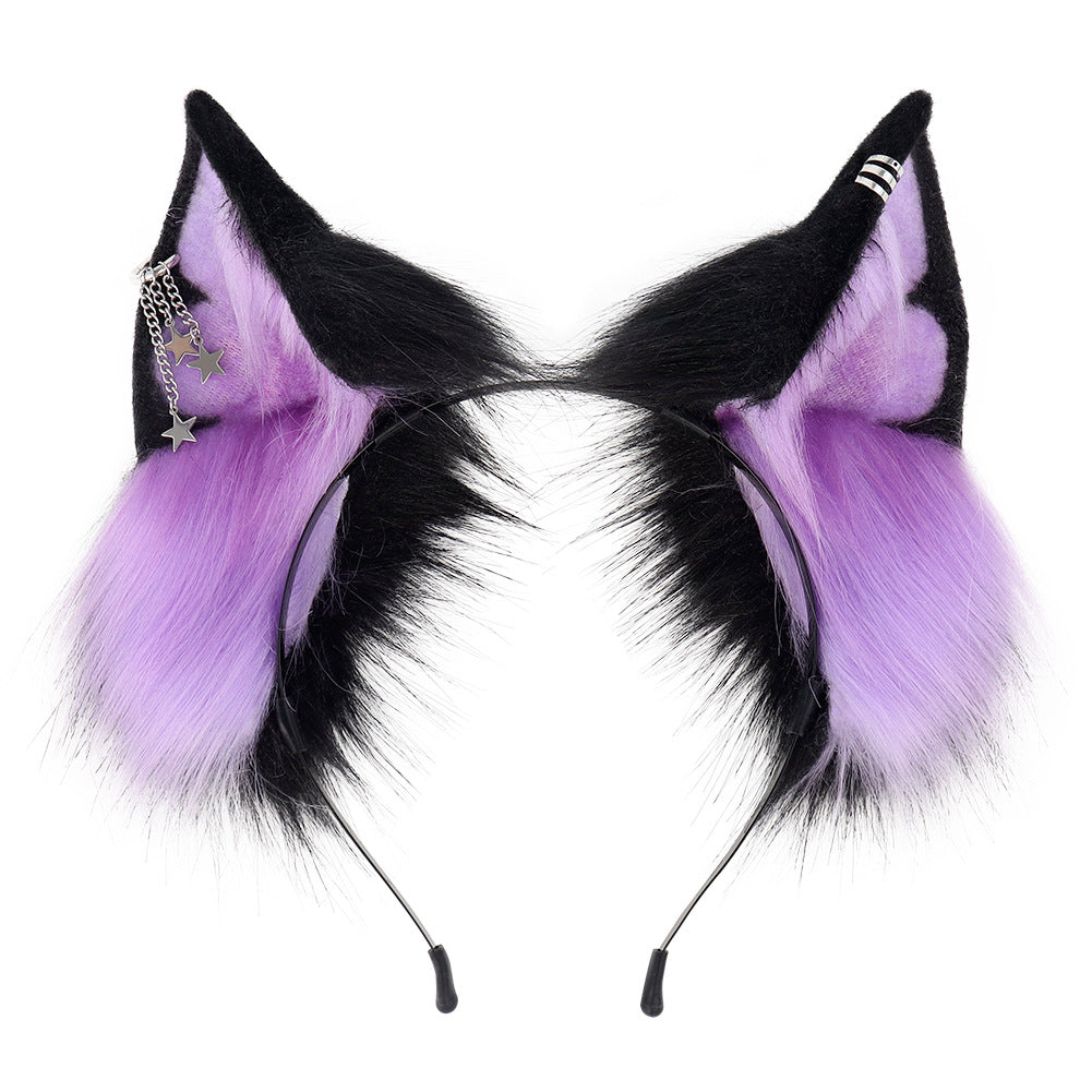 New Halloween Handmade Animal Ears Headband Cosplay Plush Realistic Fox Ears Anime Convention Live Stream Cat Headwear