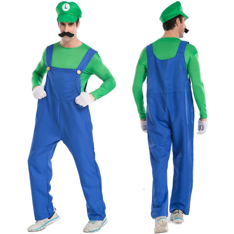Halloween Mary cosplay game costume group stage performance costume plumber overalls parent-child costume