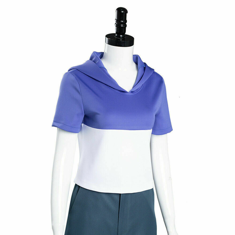 Luz Noceda Cosplay Costume – The Owl House (Disney) | Blue & White Hooded Top, Grey Shorts & Black Leggings | Kids & Adults