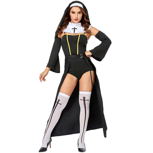 Nun Cosplay Costume Set – Women's Halloween Role Play Outfit