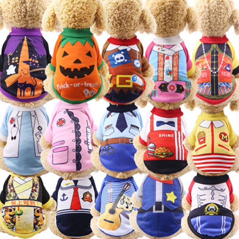 Halloween Pet Costume – Angel & Cartoon Print Jacket for Cats & Dogs | 16 Colors | XS–XXL