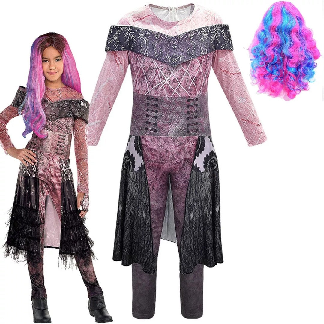 Girls' Audrey Cosplay Jumpsuit – Descendants 3 (Disney) | Pink & Black Printed Costume | Heights 120–160 cm